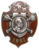 odznaka pamiątkowa KZP 1927, dwuczęściowa w kształcie tarczy herbowej pokrytej czerwoną emalią, po..