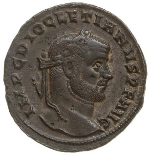 follis 295, Siscia; Aw: Popiersie cesarza w praw
