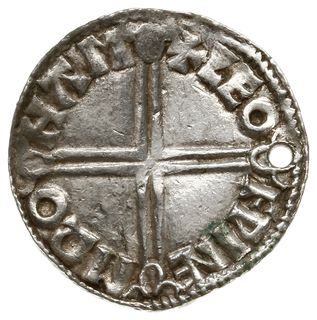 denar typu long cross, 997-1003, mennica Northampton, mincerz Leofwine