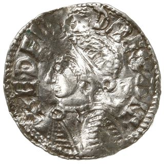 denar typu helmet, 1003-1009, mennica Norwich, mincerz Leofstan