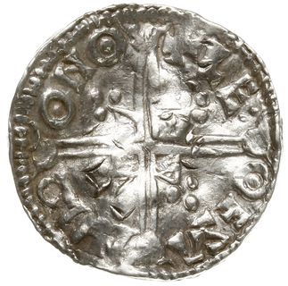 denar typu helmet, 1003-1009, mennica Norwich, mincerz Leofstan