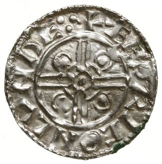 denar typu pointed helmet, 1024-1030, mennica Londyn, mincerz Ælfric