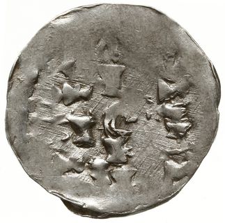 denar 1024-1039; Aw: Popiersie króla w lewo, Rw: