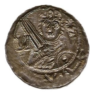 denar; Aw: Książę z mieczem, po lewej И, po praw