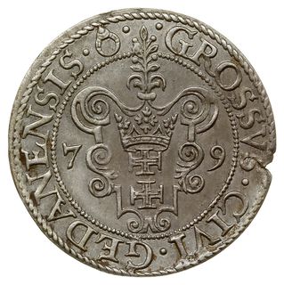 grosz 1579, Gdańsk; końcówka napisu POL D P; CNG