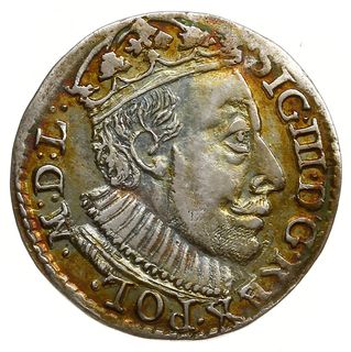 trojak 1588, Olkusz; duża głowa króla, na rewers