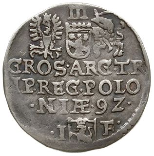 trojak 1592, Olkusz; mała głowa króla i skrócona