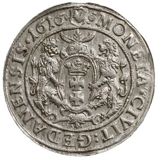 ort 1616, Gdańsk; mała głowa króla z szeroką kry