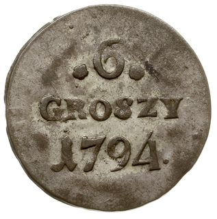 6 groszy 1794 EB, Warszawa; odmiana z cyfrą 4 w 