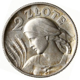 2 złote 1925, Londyn; kropka po dacie, popiersie