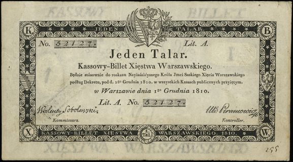 1 talar 1.12.1810; podpis komisarza Walenty Sobo
