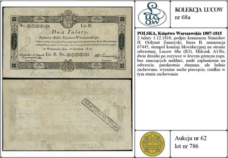 2 talary 1.12.1810, podpis komisarza Stanisław H