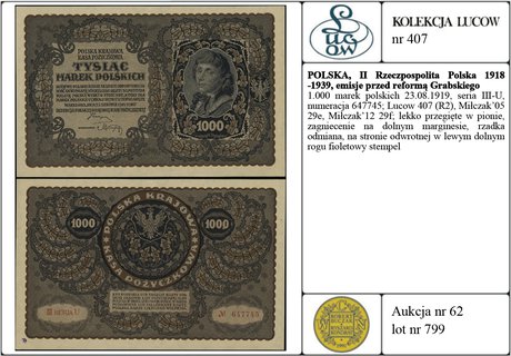 1.000 marek polskich 23.08.1919, seria III-U, nu