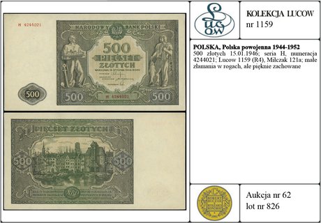 500 złotych 15.01.1946; seria H, numeracja 42440