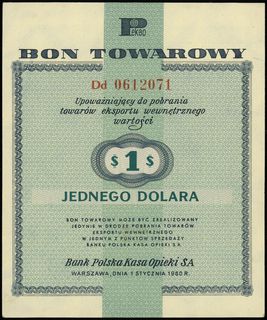 1 dolar, 1.01.1960; seria Dd, numeracja 0612071,