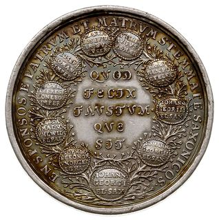 medal wybity z okazji zaślubin królewicza Fryderyka Augusta z arcyksiężniczką austriacką Marią Józefą dnia  20.08.1719 w Wiedniu