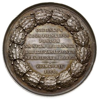 medal autorstwa Fryderyka Wilhelma Belowa z 1860 r., wybity dla uczczenia pamięci Tadeusza Reytana  oraz na sejm berliński dla członków Koła Polskiego