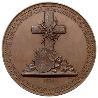 medal autorstwa Ernesta Paulina Tasseta z 1874 r. wybity dla upamiętnienia Rusinów zamordowanych  przez carat