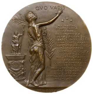 medal (medalion) autorstwa Wincentego Trojanowskiego z 1900 r., wybity w Paryżu dla uczczenia twórczości  Henryka Sienkiewicza