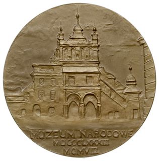 medal pamiątkowy autorstwa Konstantego Laszczki z 1908 r., wybity na 25. rocznicę Muzeum Narodowego  w Krakowie