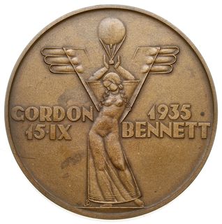 medal autorstwa Stanisława Repety z 1935 r. wybity z okazji zawodów Gordon-Bennetta w Warszawie