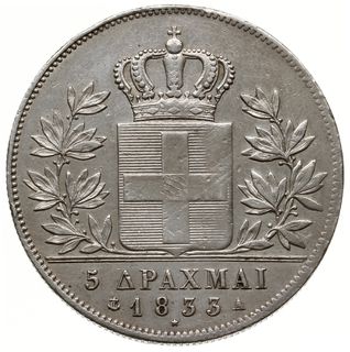 5 drachm 1833 A, Monachium; KM 20; srebro, rzads