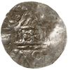 denar 1002-1024; Aw: Krzyż z kulkami w kątach, w perełkowej obwódce, OT[TO] REX; Rw: Kapliczka z c..