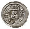 denar z lat 1146-1157; Aw: Książę z mieczem trzymanym poziomo siedzący na tronie na wprost, wstecz..