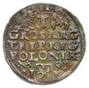 trojak 1591, Poznań; na awersie szeroka twarz króla; Iger P.91.4.b; bardzo ładny