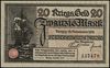 Kriegs-Geld; 20 marek 15.11.1918, numeracja 157478, na odwrocie stempel Ungültig ; Jabł. 3722, Pod..