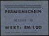 Konzentrationslager Sachsenhausen; Prämienschein (bon) na 1 markę 1944; numeracja 971109, papier n..