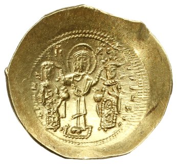histamenon, Aw: Chrystus stojący na postumencie, koronujący Romana i Eudokię stojących na wprost, po bokach ΡωΜΑΝ ΕVΔΟΚΙΑ