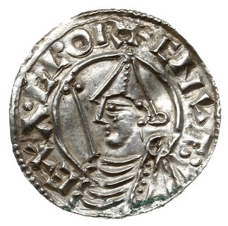 denar typu pointed helmet, 1024-1030, mennica Thetford, mincerz Eadwine