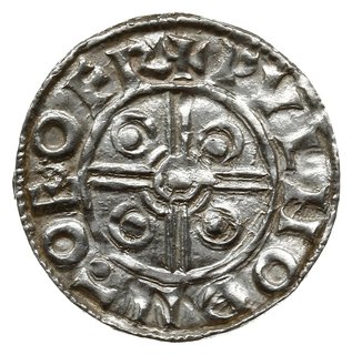 denar typu pointed helmet, 1024-1030, mennica York, mincerz Wulfnoth