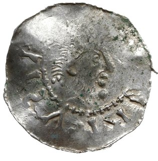 denar 1002-1014; Popiersie cesarza z brodą w pra
