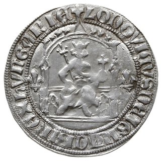 grosz 1358-1364; Aw: Król siedzący na tronie na 