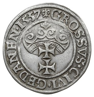 grosz 1557, Gdańsk; duża głowa króla, końcówka n