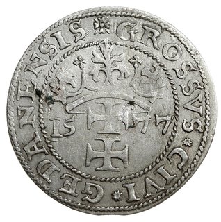 grosz 1577, Gdańsk; odmiana bez kawki”, na awers