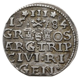 trojak 1584, Ryga; końcówka napisu na awersie PO