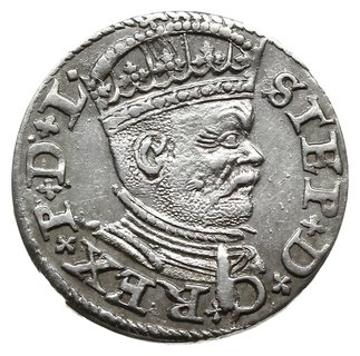 trojak 1586, Ryga; na awersie interpunkcja w pos