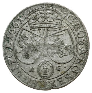 szóstak 1661, Poznań; na rewersie litery N-G, ob