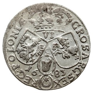 szóstak 1683, Kraków; popiersie króla w koronie,