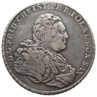 talar 1763, Drezno, Aw: Popiersie z literą S i wokoło napis, Rw: Tarcza herbowa, niżej litery I.F.ô.F i wokoło napis