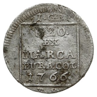 grosz srebrem 1766, Warszawa; rzadka odmiana bez