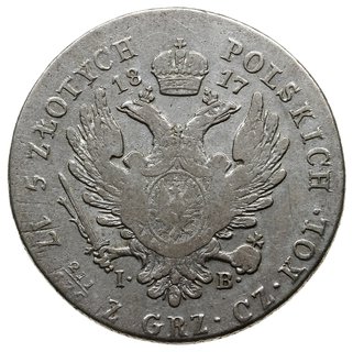 5 złotych 1817, Warszawa; odmiana z długim ogone