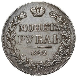 rubel 1842, Warszawa; ogon Orła ułożony wachlarz