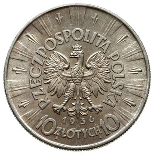 10 złotych 1936, Warszawa; Józef Piłsudski; Parc