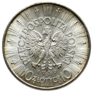 10 złotych 1939, Warszawa; Józef Piłsudski; Parc