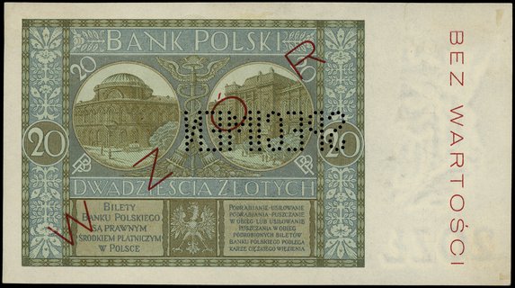 20 złotych 1.09.1929, seria CŁ, numeracja 648208