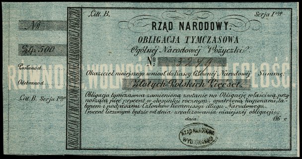 obligacja tymczasowa na kwotę 500 złotych, 186.